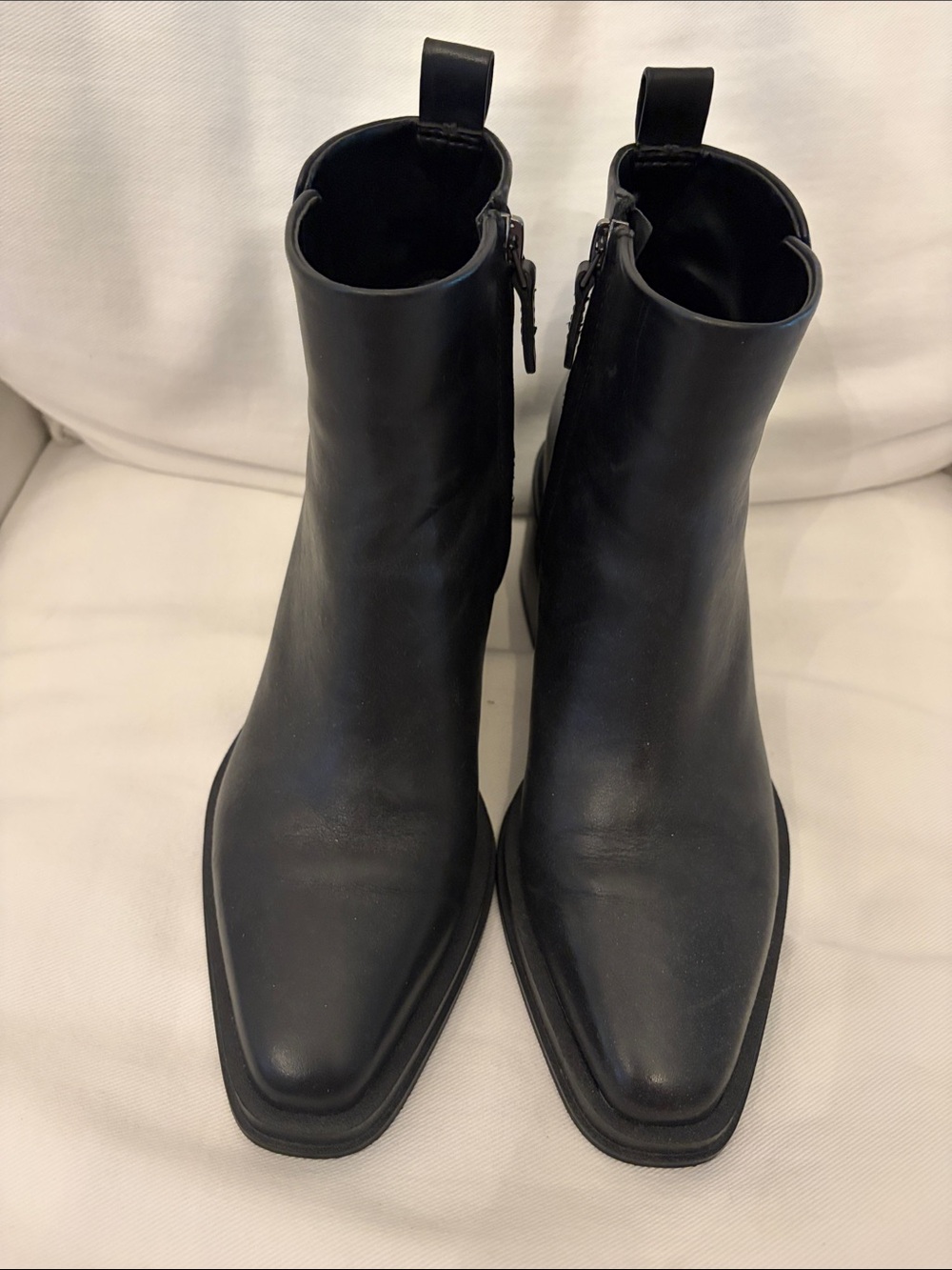 Franco Sarto Black Leather Women's Square-Toe Ankle Booties